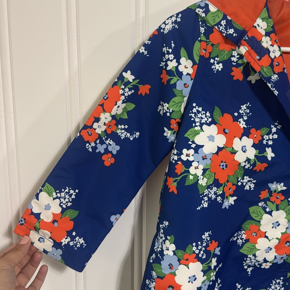 Gymboree Blue and Orange Floral Jacket raincoat Size Small 5-6 - Picture 2 of 9